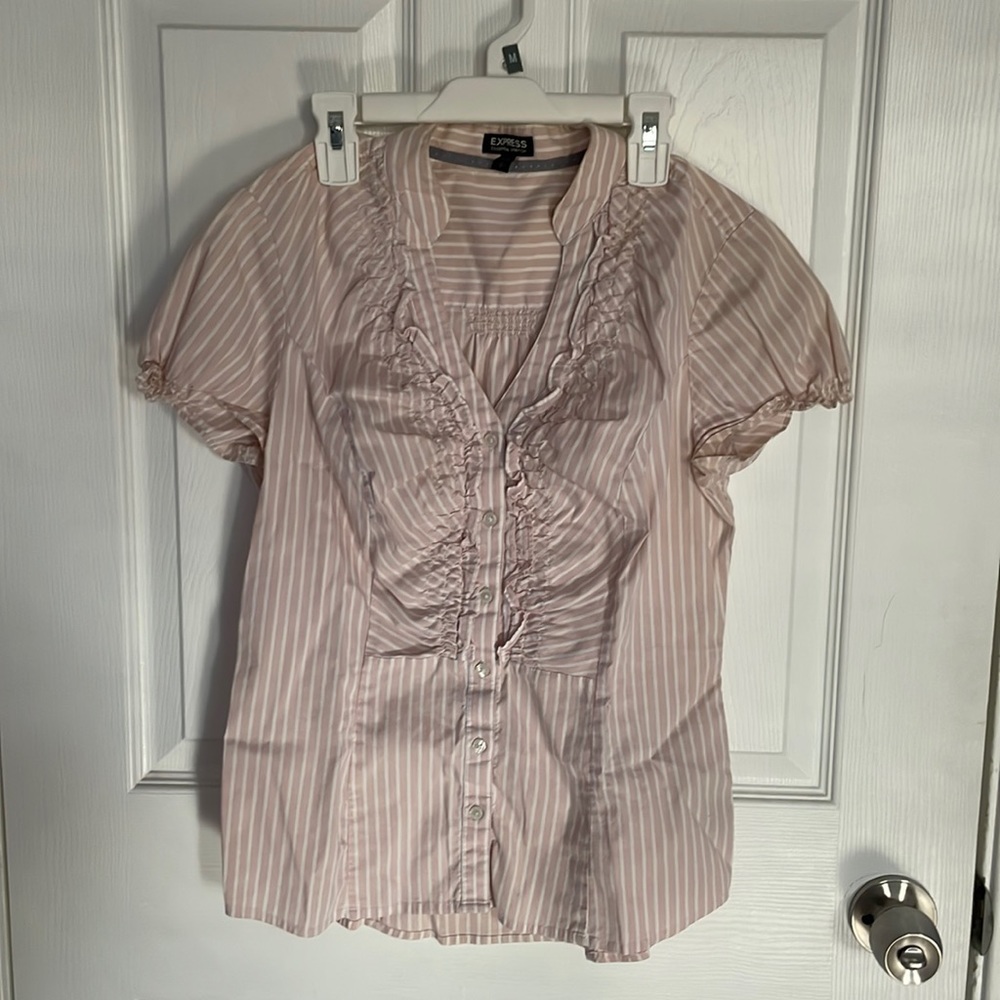 Express pink striped shirt size small